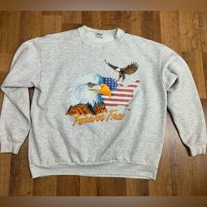 Vtg Air Waves USA Forever Free Mens XL Eagle Sweatshirt Gray Crewneck